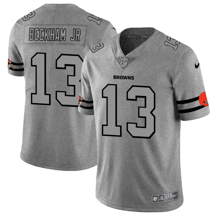 Personalized Browns 13 Odell Beckham Jr. 2019 Gray Gridiron Gray Untouchable Limited Jersey