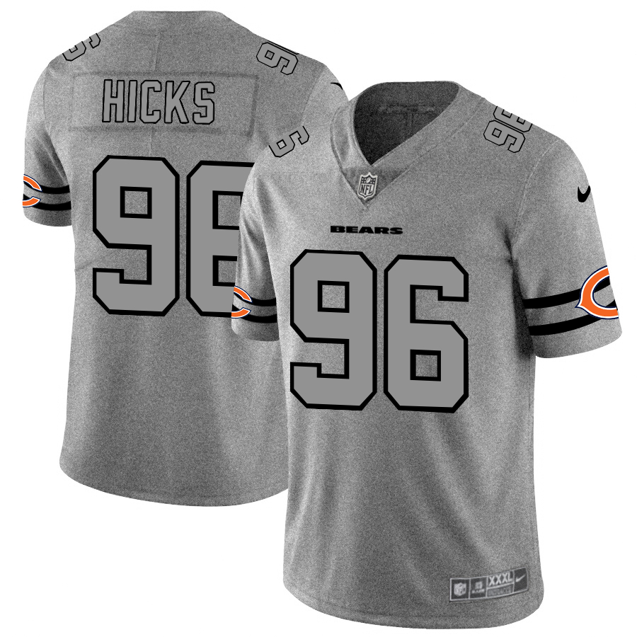 Personalized Bears 96 Akiem Hicks 2019 Gray Gridiron Gray Untouchable Limited Jersey