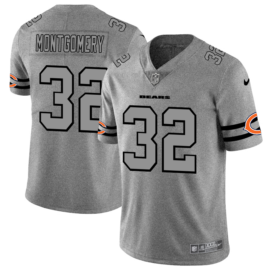 Personalized Bears 32 David Montgomery 2019 Gray Gridiron Gray Untouchable Limited Jersey