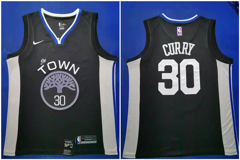 Personalized Warriors 30 Stephen Curry Black 2019 20 City Edition Swingman Jersey