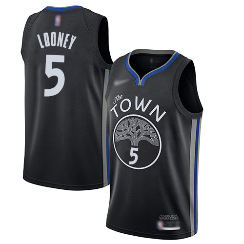 Personalized Warriors #5 Kevon Looney Black Basketball Swingman City Edition 2019 20 Jersey