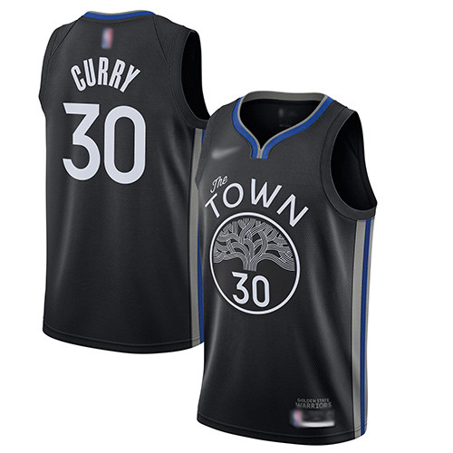 Personalized Warriors #30 Stephen Curry Black Basketball Swingman City Edition 2019 20 Jersey