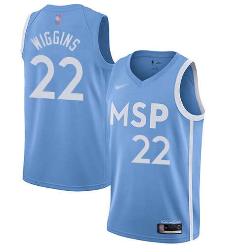 Personalized Timberwolves #22 Andrew Wiggins Blue Basketball Swingman City Edition 2019 20 Jersey