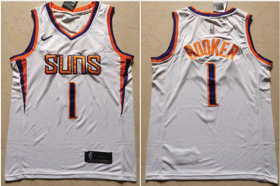 Personalized Suns 1 Devin Booker White Swingman Jersey