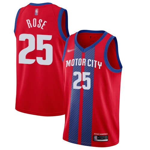 Personalized Pistons #25 Derrick Rose Red Basketball Swingman City Edition 2019 20 Jersey