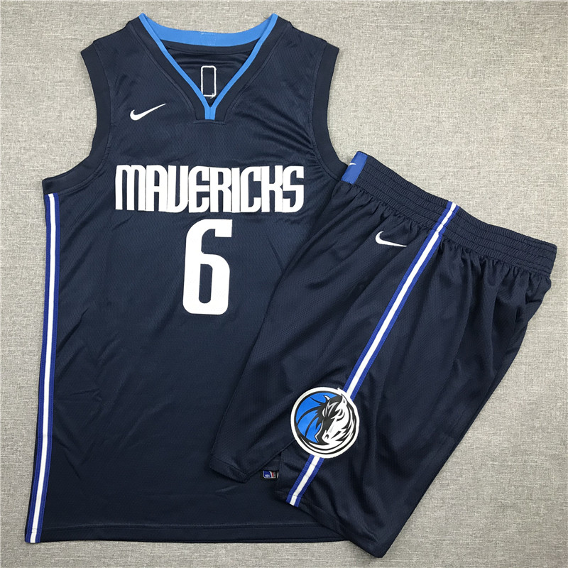 Personalized Mavericks 6 Kristaps Porzingis Navy Swingman Jersey(With Shorts)