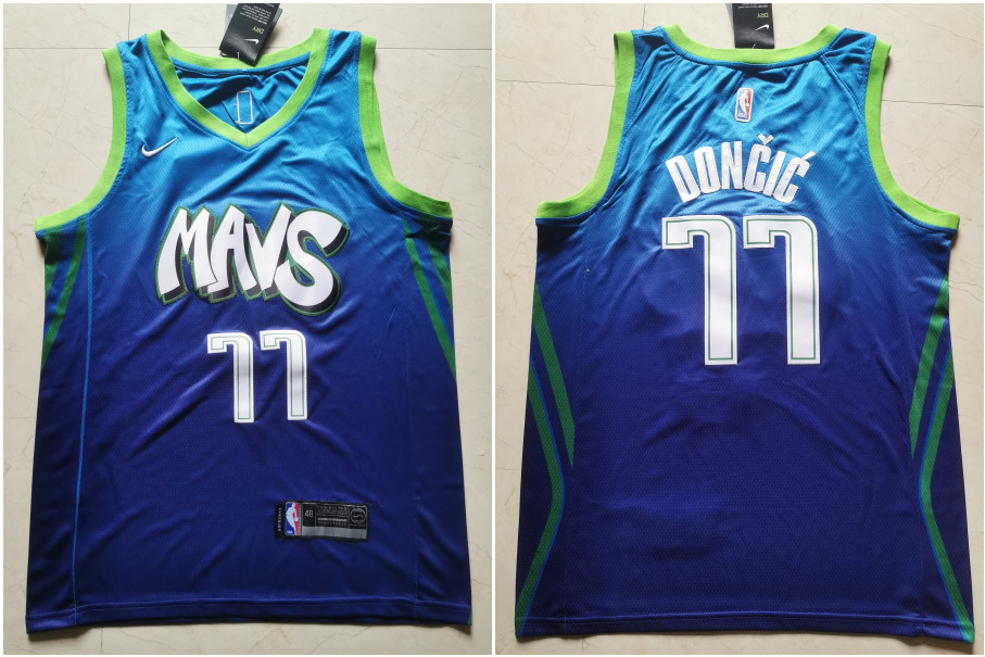 Personalized Mavericks 77 Luka Doncic Blue 2019-20 City Edition Swingman Jersey