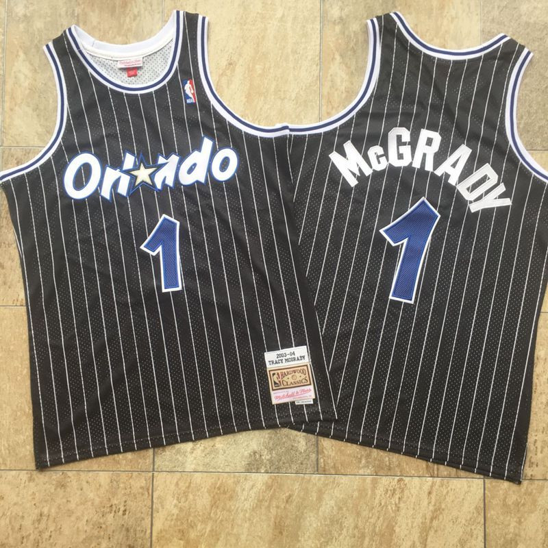 Personalized Magic 1 Tracy McGrady Black 2003-04 Hardwood Classics Swingman Jersey