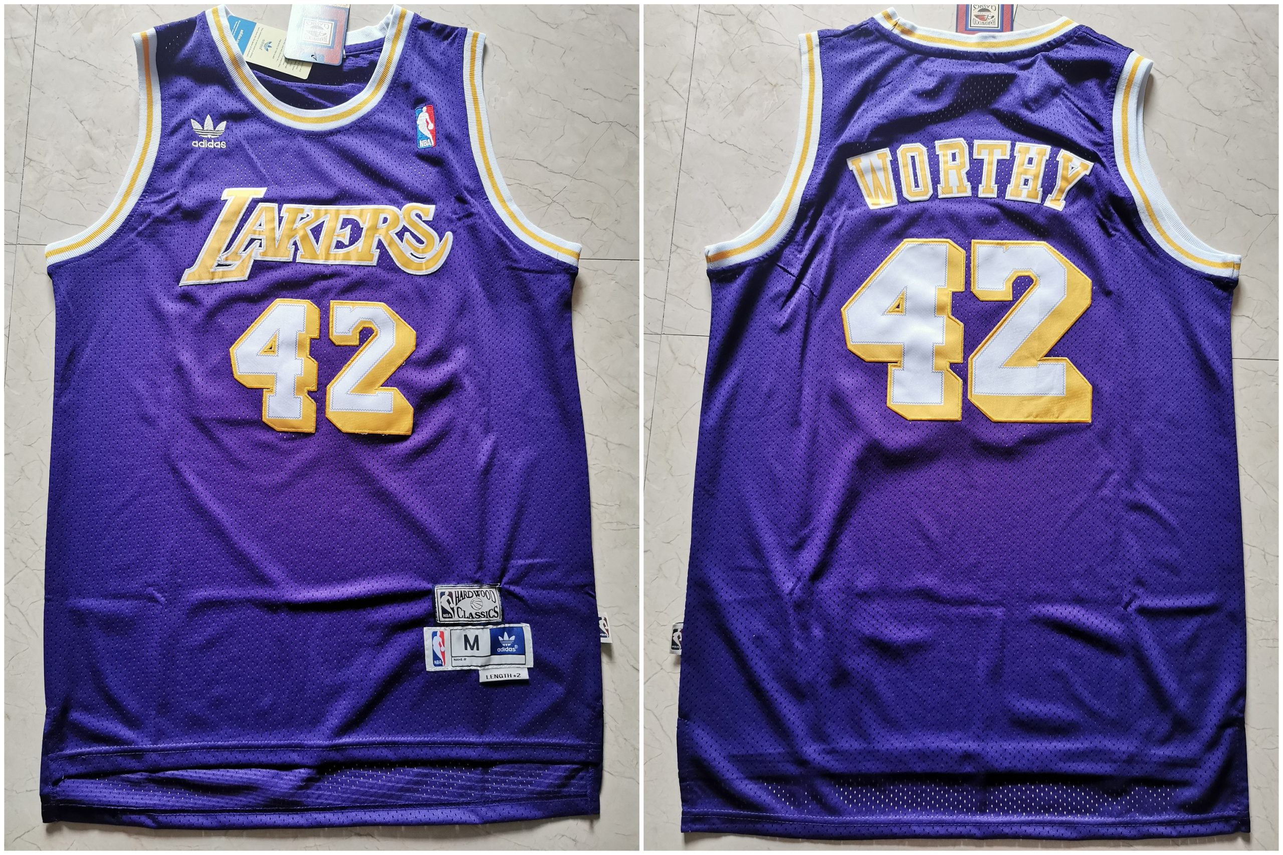 Personalized Lakers 42 James Worthy Purple Hardwood Classics Jersey