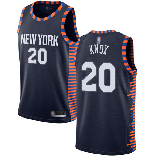 Personalized Knicks #20 Kevin Knox Navy Basketball Swingman City Edition 2019 20 Jersey