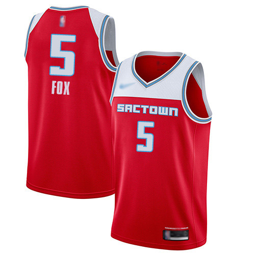 Personalized Kings #5 De’Aaron Fox Red Basketball Swingman City Edition 2019 20 Jersey