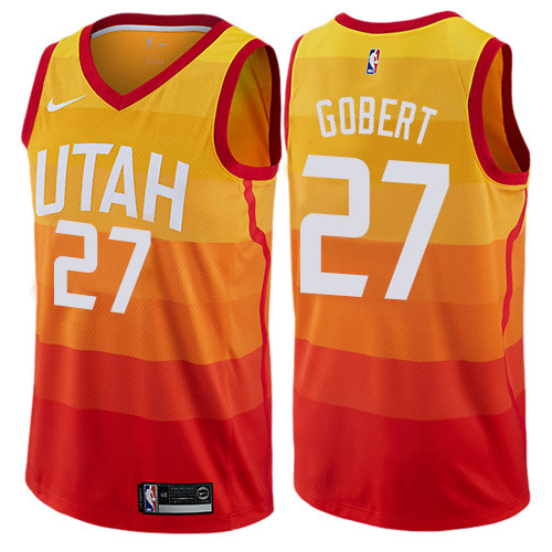 Personalized Jazz #27 Rudy Gobert Orange Basketball Swingman City Edition 2019 20 Jersey