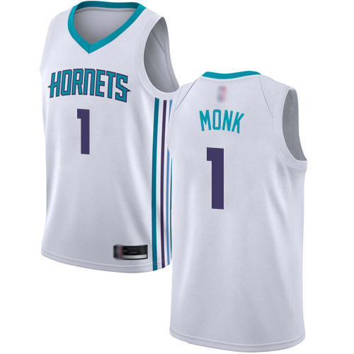 Personalized Hornets #1 Malik Monk White Basketball Jordan Swingman Association Edition Jersey