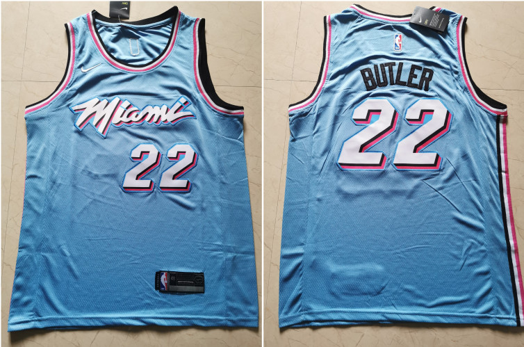 Personalized Heat 22 Jimmy Butler Light Blue City Edition Swingman Jersey