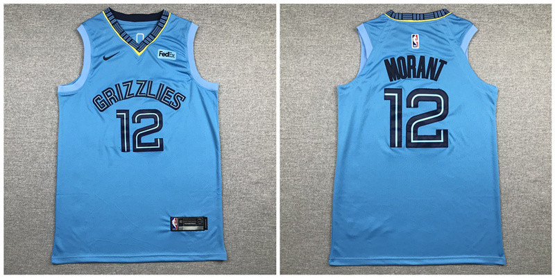 Personalized Grizzlies 12 Ja Morant Light Blue Authentic Jersey
