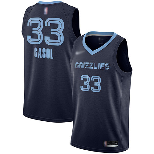 Personalized Grizzlies #33 Marc Gasol Navy Blue Basketball Swingman Icon Edition Jersey