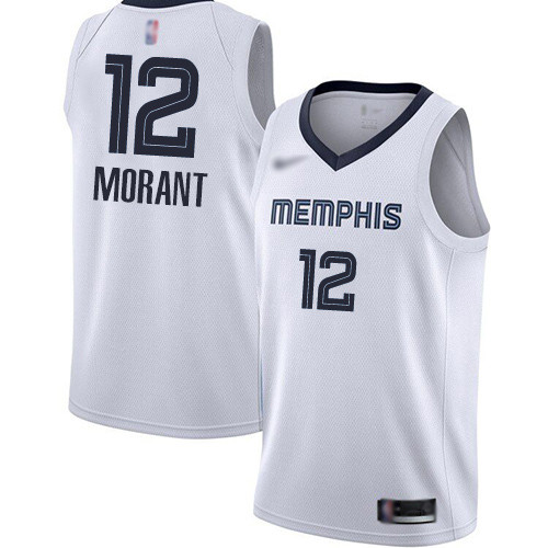 Personalized Grizzlies #12 Ja Morant White Basketball Swingman Association Edition Jersey