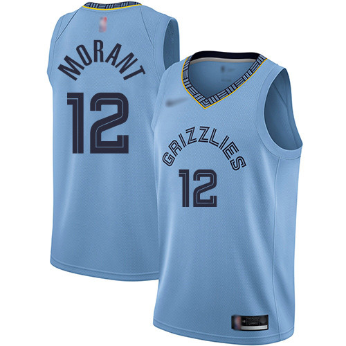 Personalized Grizzlies #12 Ja Morant Light Blue Basketball Swingman Statement Edition Jersey