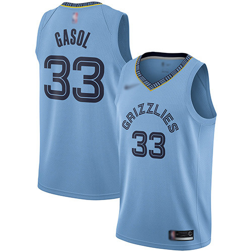 Personalized Grizzlies #33 Marc Gasol Light Blue Basketball Swingman Statement Edition Jersey