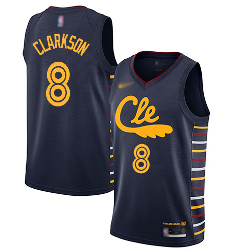Personalized Cavaliers #8 Jordan Clarkson Navy Basketball Swingman City Edition 2019 20 Jersey