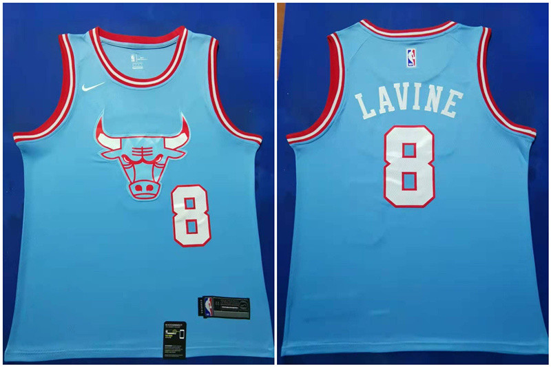 Personalized Bulls 8 Zach Lavine Blue 2019-20 City Edition Swingman Jersey