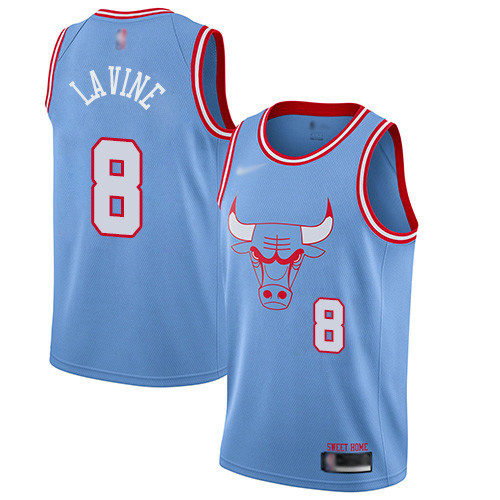 Personalized Bulls #8 Zach LaVine Blue Basketball Swingman City Edition 2019 20 Jersey