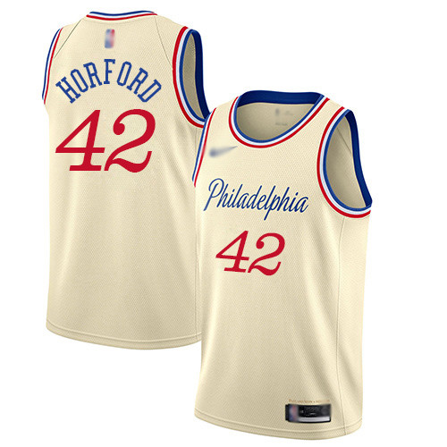Personalized 76ers #42 Al Horford Cream Basketball Swingman City Edition 2019 20 Jersey