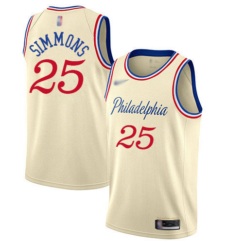 Personalized 76ers #25 Ben Simmons Cream Basketball Swingman City Edition 2019 20 Jersey