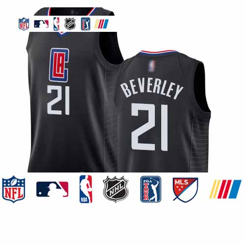 Personalized Clippers #21 Patrick Beverley Black Basketball Swingman Statement Edition Jersey