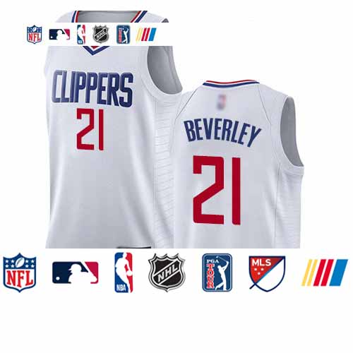 Personalized Clippers #21 Patrick Beverley White Basketball Swingman Association Edition Jersey