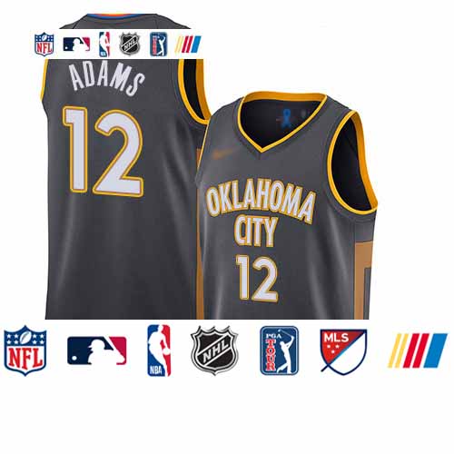 Personalized Thunder #12 Steven Adams Charcoal Basketball Swingman City Edition 2019 20 Jersey
