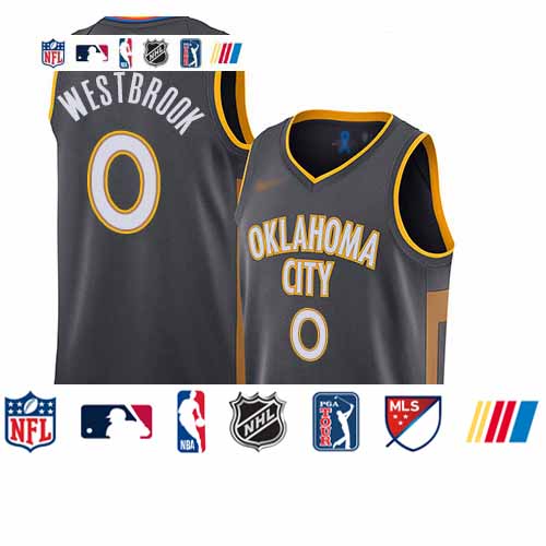 Personalized Thunder #0 Russell Westbrook Charcoal Basketball Swingman City Edition 2019 20 Jersey