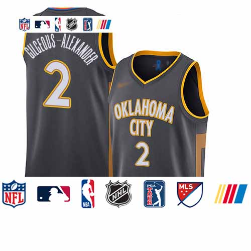 Personalized Thunder #2 Shai Gilgeous-Alexander Charcoal Basketball Swingman City Edition 2019 20 Jersey