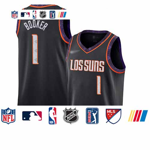 Personalized Suns #1 Devin Booker Black Basketball Swingman City Edition 2019 20 Jersey