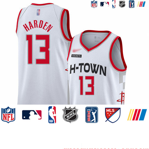 Personalized Rockets #13 James Harden White Basketball Swingman City Edition 2019 20 Jersey