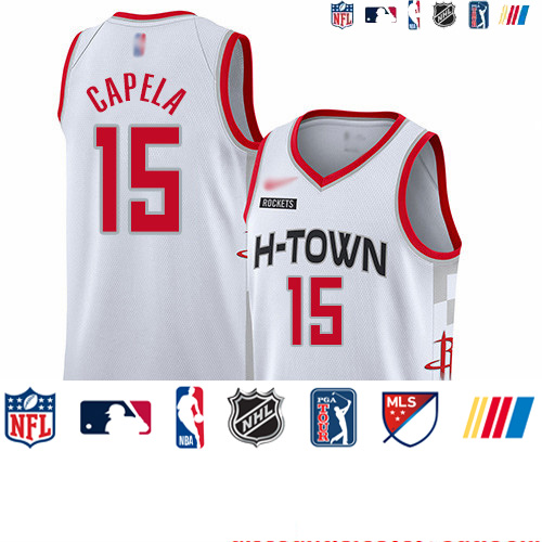 Personalized Rockets #15 Clint Capela White Basketball Swingman City Edition 2019 20 Jersey
