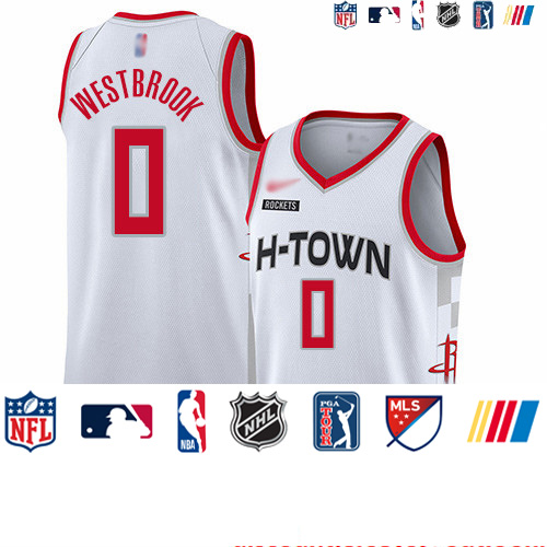 Personalized Rockets #0 Russell Westbrook White Basketball Swingman City Edition 2019 20 Jersey