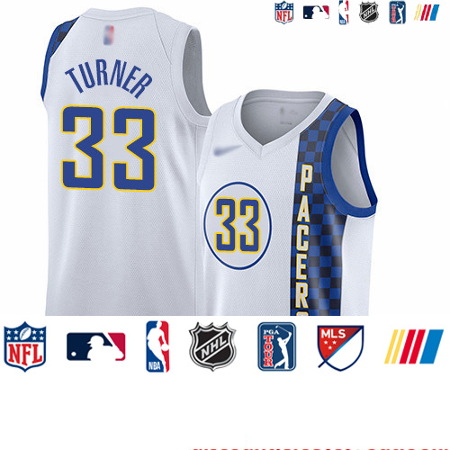 Personalized Pacers #33 Myles Turner White Basketball Swingman City Edition 2019 20 Jersey