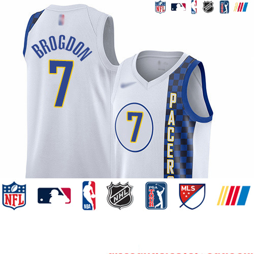 Personalized Pacers #7 Malcolm Brogdon White Basketball Swingman City Edition 2019 20 Jersey
