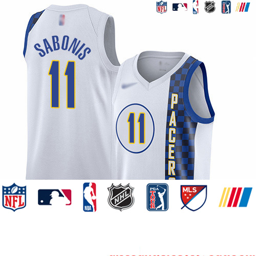 Personalized Pacers #11 Domantas Sabonis White Basketball Swingman City Edition 2019 20 Jersey