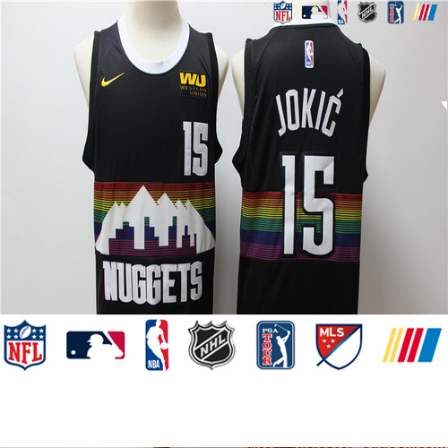 Personalized Nuggets 15 Nikola Jokic Black 2019-20 City Edition Swingman Jersey