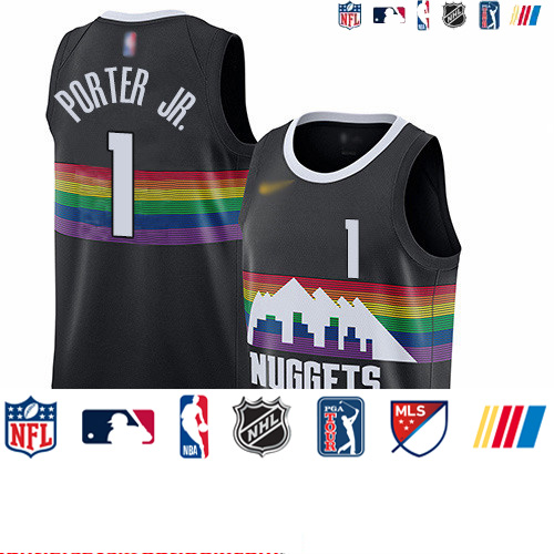 Personalized Nuggets #1 Michael Porter Jr. Black Basketball Swingman City Edition 2019 20 Jersey