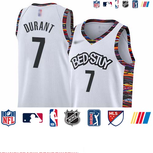 Personalized Nets #7 Kevin Durant White Basketball Swingman City Edition 2019 20 Jersey