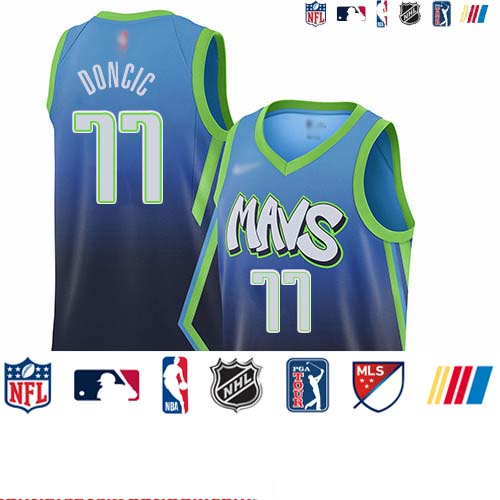 Personalized Mavericks #77 Luka Doncic Blue Basketball Swingman City Edition 2019 20 Jersey