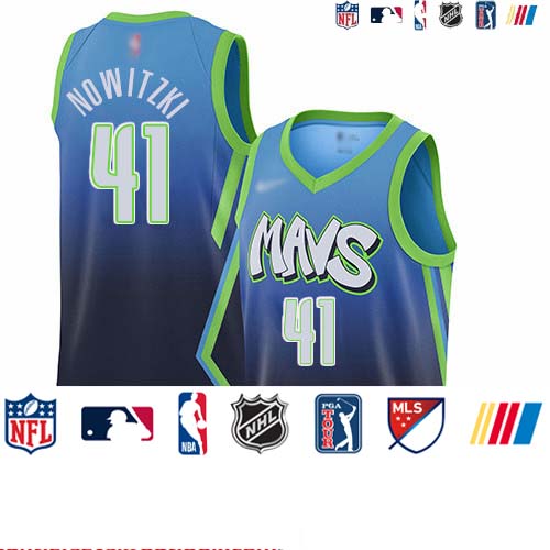 Personalized Mavericks #41 Dirk Nowitzki Blue Basketball Swingman City Edition 2019 20 Jersey