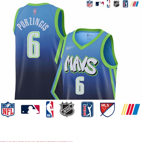 Personalized Mavericks #6 Kristaps Porzingis Blue Basketball Swingman City Edition 2019 20 Jersey