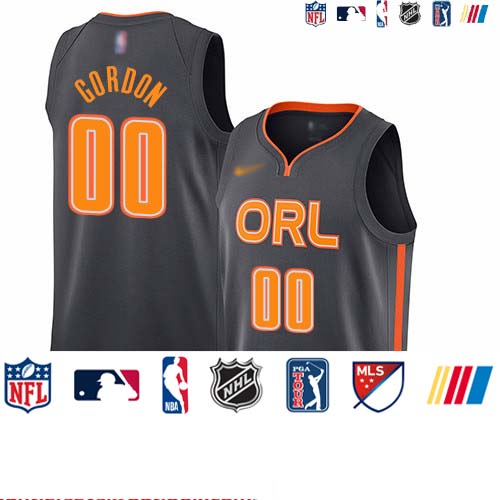 Personalized Magic #00 Aaron Gordon Charcoal Basketball Swingman City Edition 2019 20 Jersey