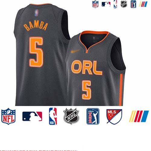 Personalized Magic #5 Mohamed Bamba Charcoal Basketball Swingman City Edition 2019 20 Jersey