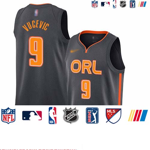 Personalized Magic #9 Nikola Vucevic Charcoal Basketball Swingman City Edition 2019 20 Jersey