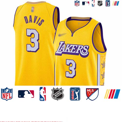 Personalized Lakers #3 Anthony Davis Gold Basketball Swingman City Edition 2019 20 Jersey